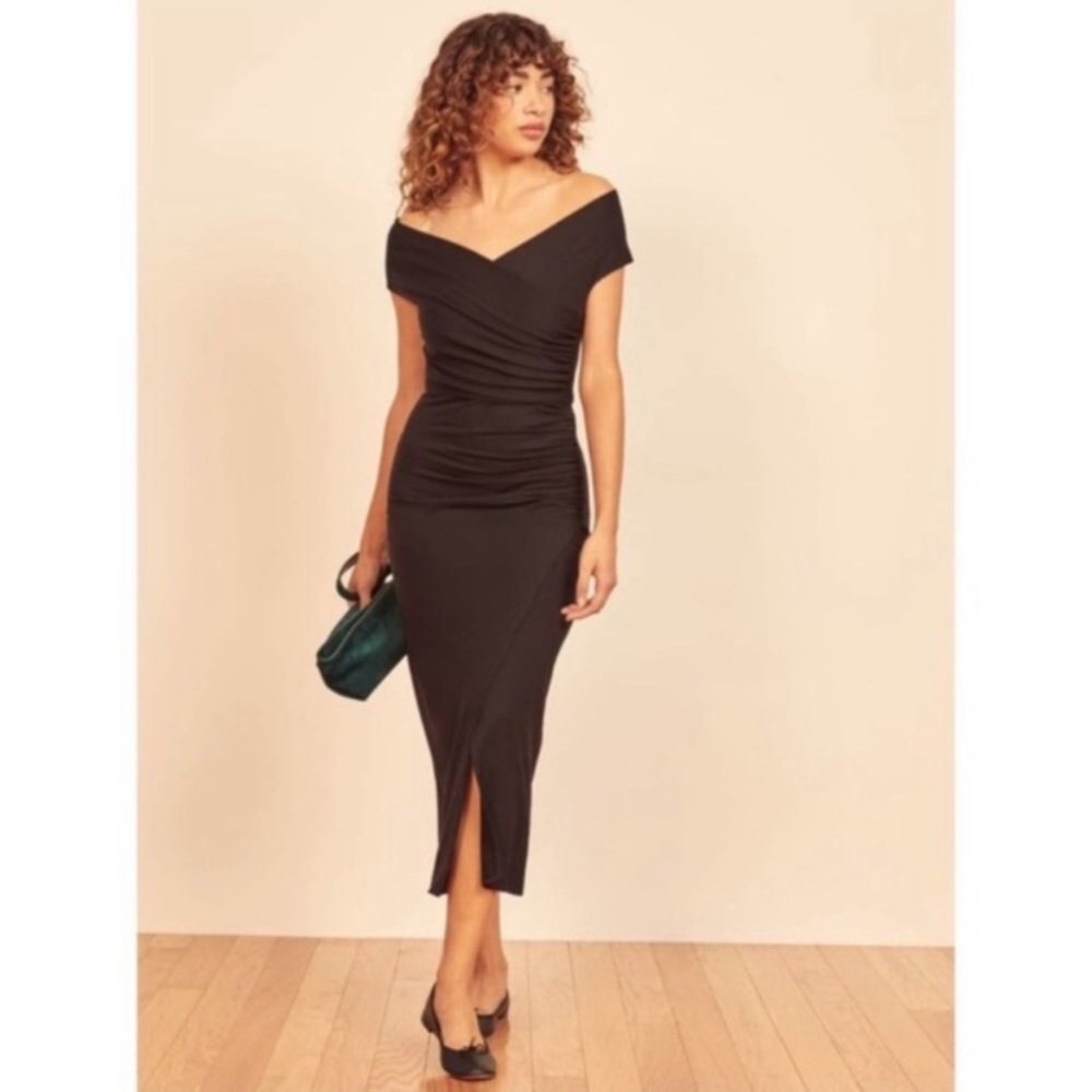 HP 🎉 NEW Reformation Cormac Ruched Midi Dress S